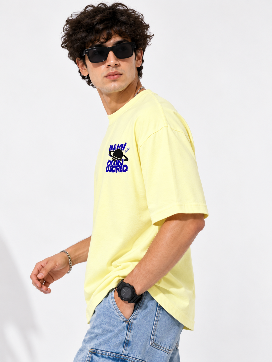 Men Typography Printed Oversized Cotton T-Shirt