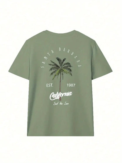 California Graphic Oversized Printed Women's T-Shirt Green Color, Unisex, Back Print