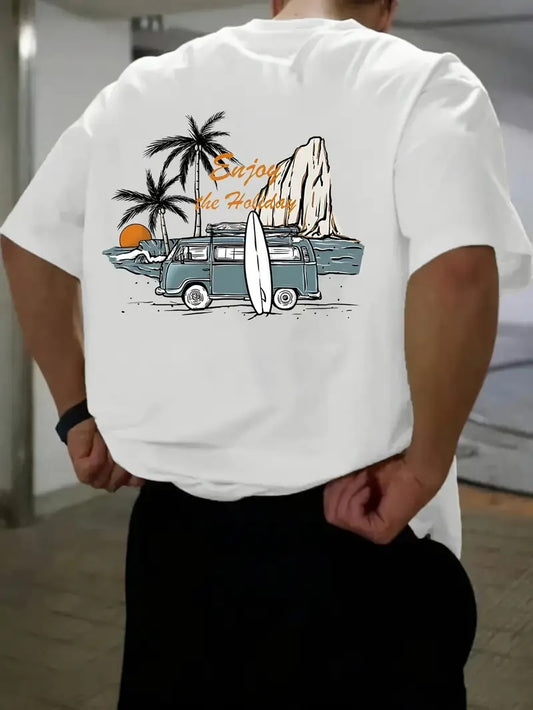 Enjoy the Holiday White Oversized Printed T-Shirt for Men & Unisex