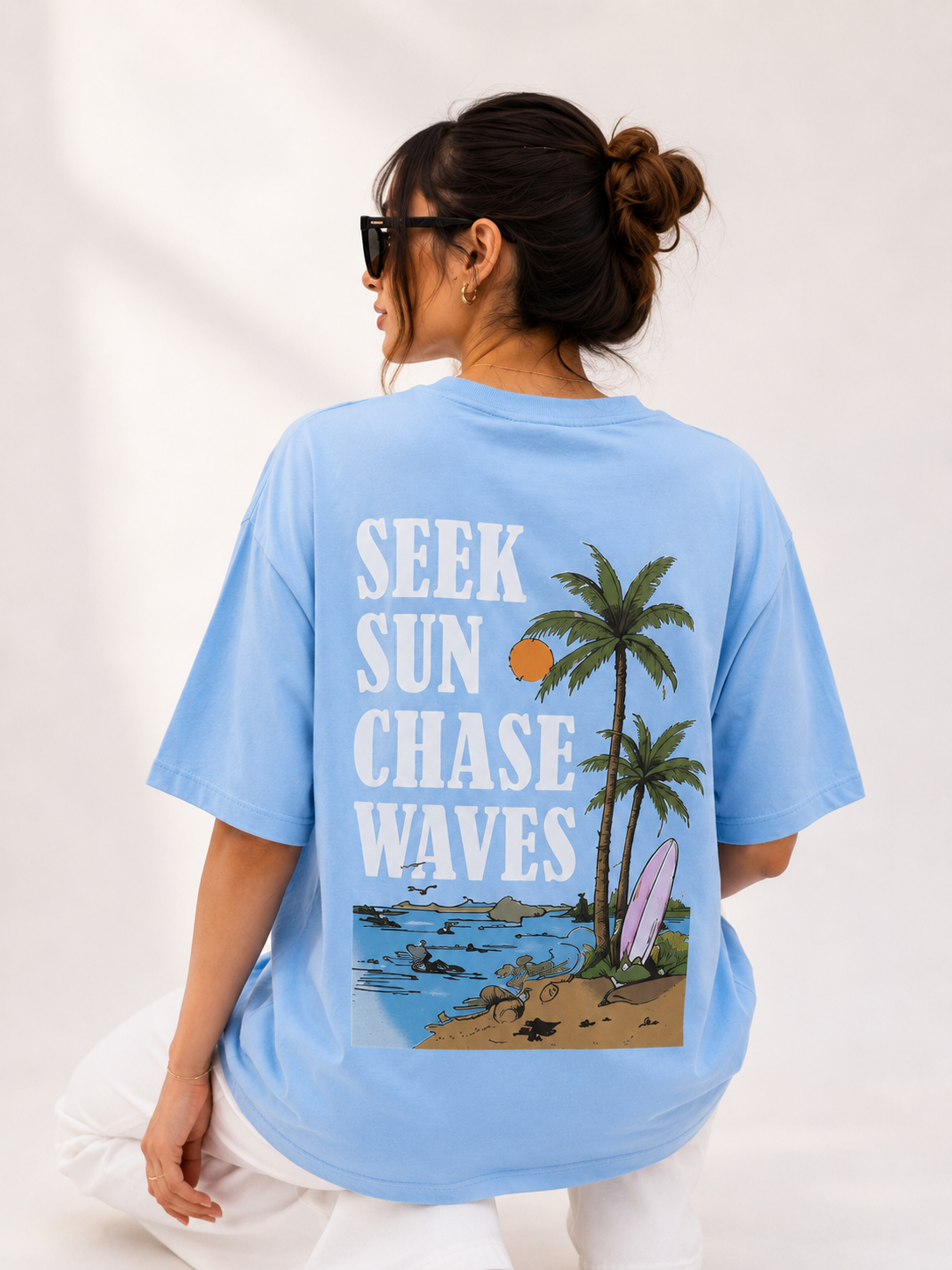 Sky Graphic Printed Oversized Cotton T-Shirt