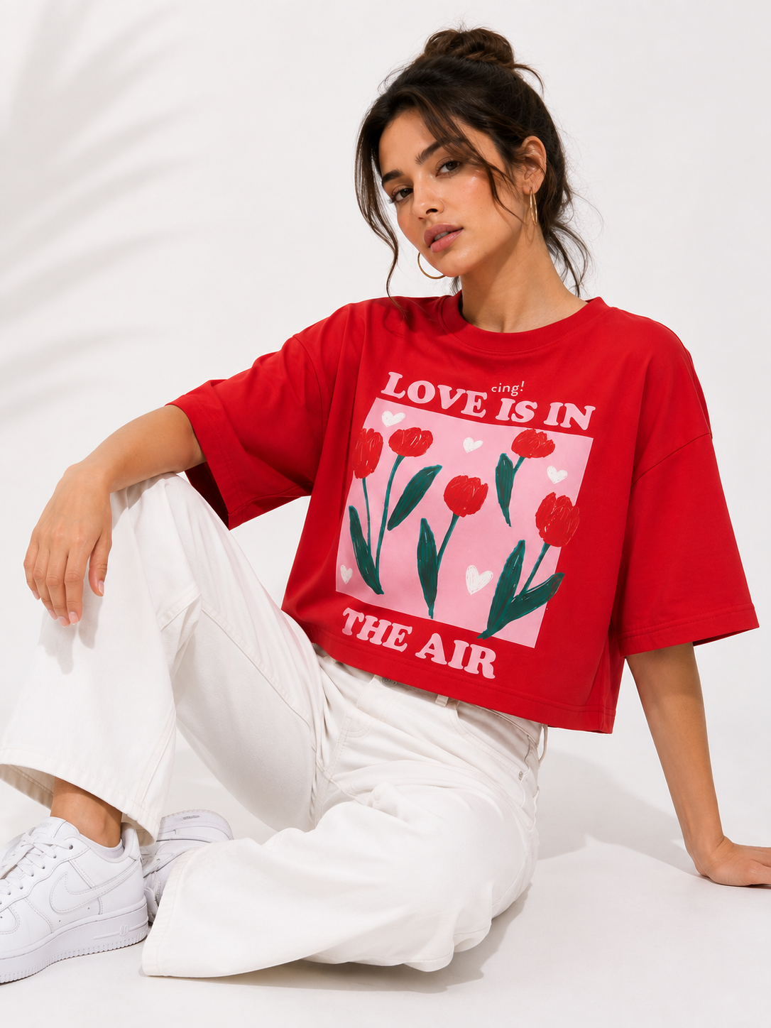 Women Red fit Printed Cotton T-Shirt