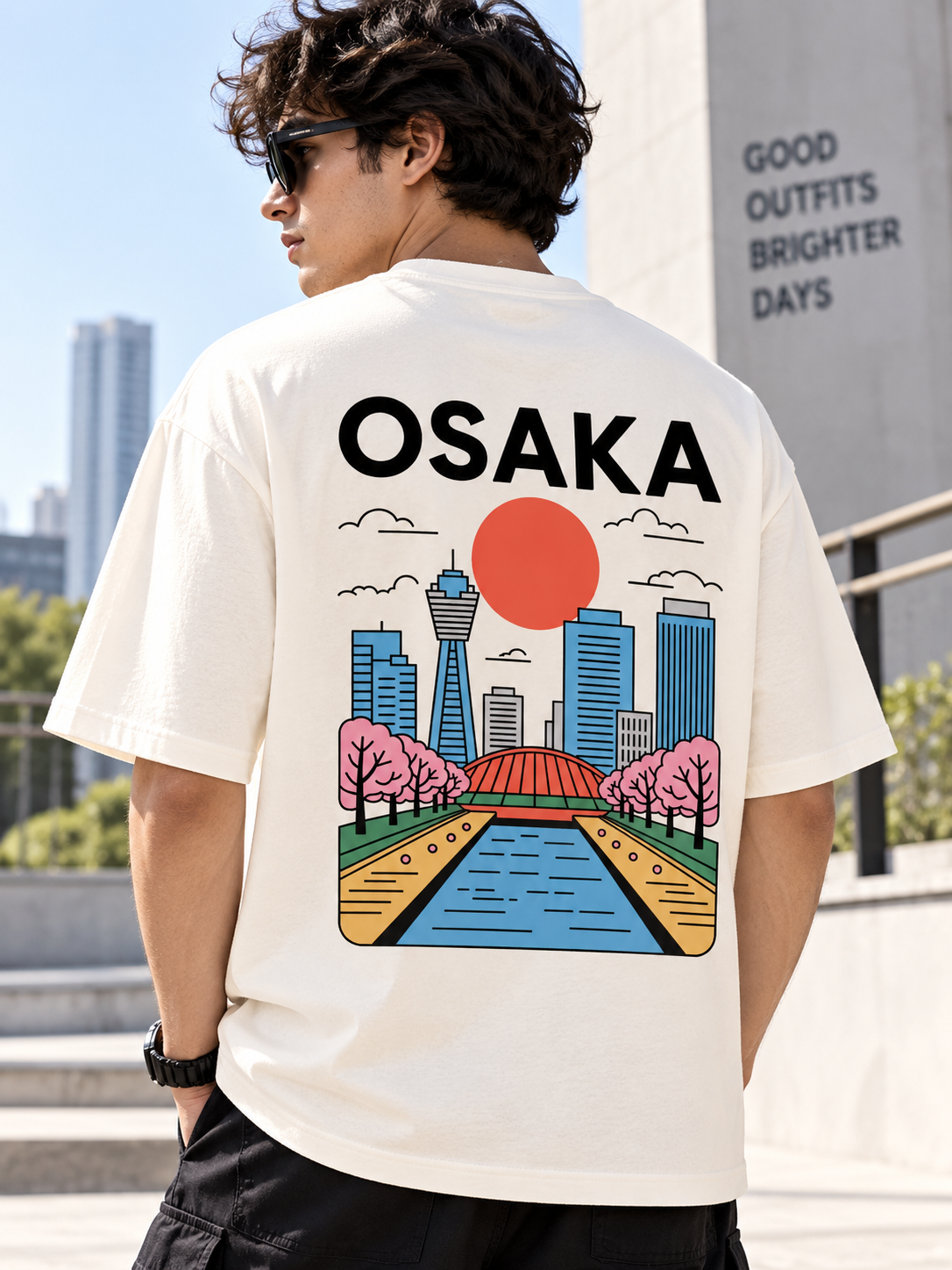 White Typography Printed Oversized Cotton T-Shirt