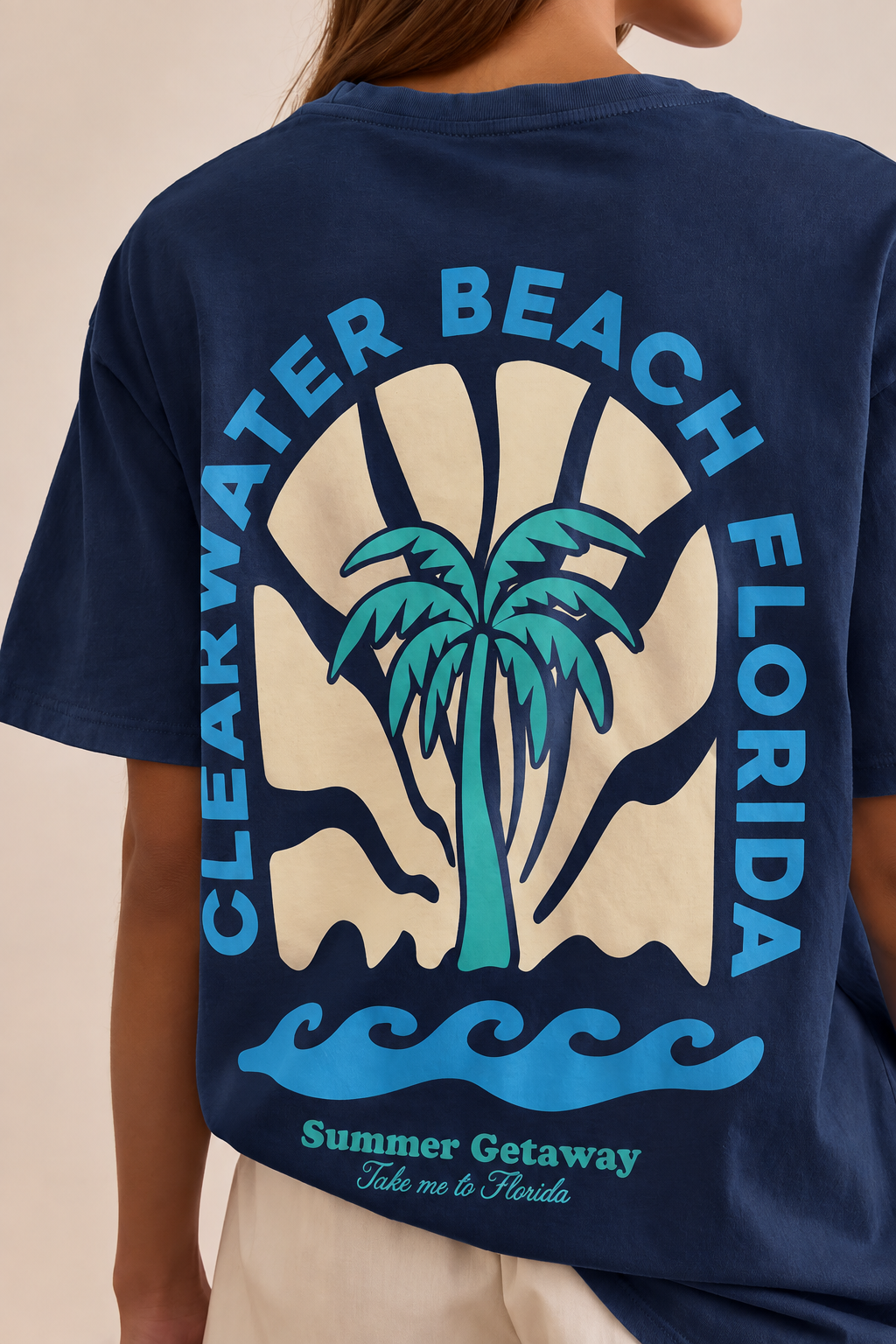 Women Navy Blue Printed Relaxed fit Cotton T-Shirt