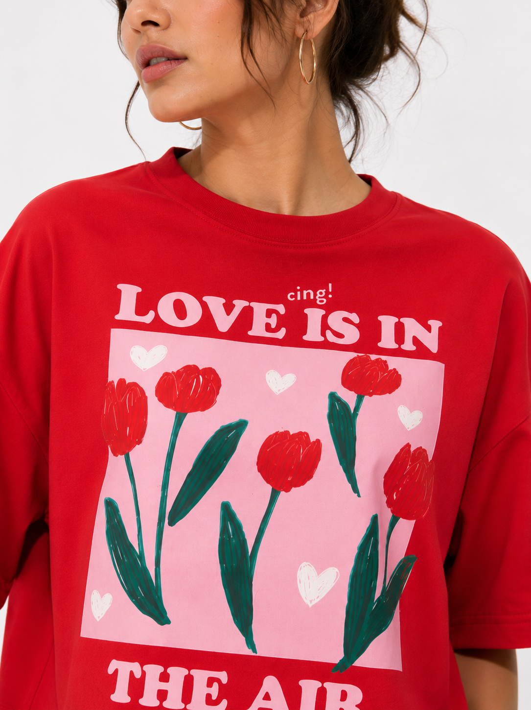 Women Red fit Printed Cotton T-Shirt