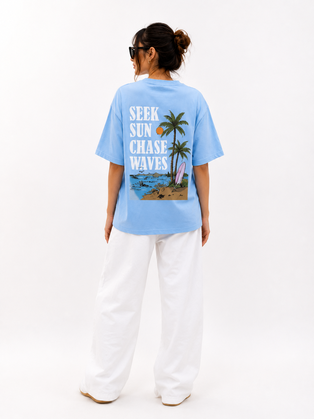 Sky Graphic Printed Oversized Cotton T-Shirt