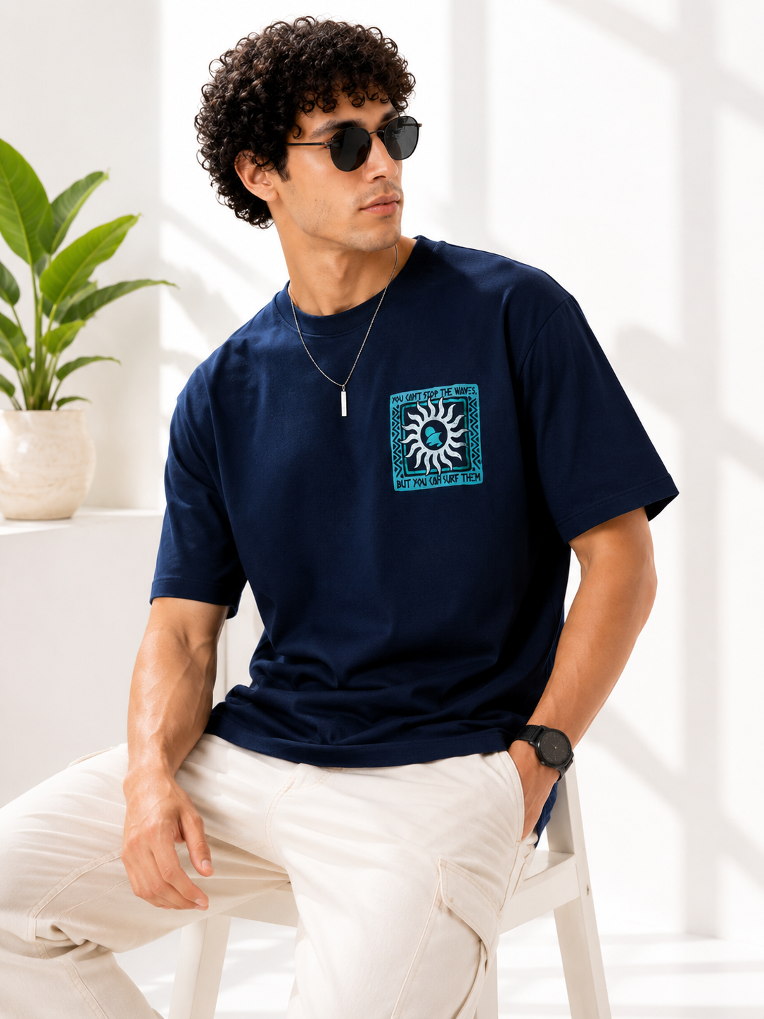 Men Back Graphic Printed Oversized Cotton T-Shirt