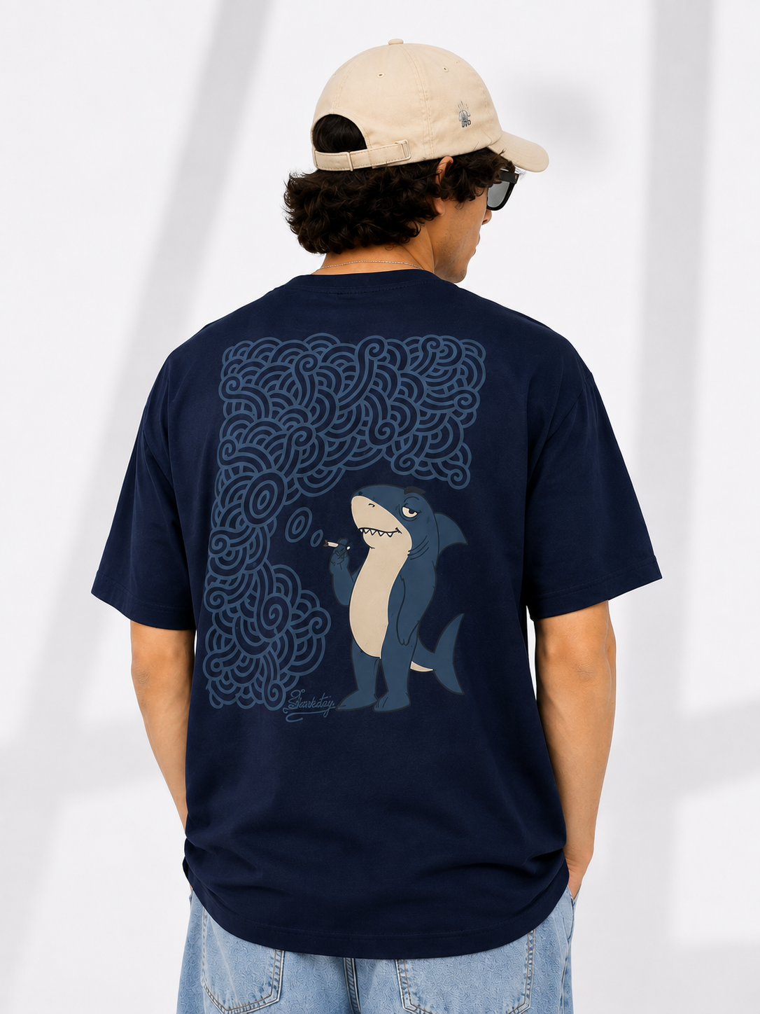 Men Back Graphic Printed Oversized Cotton T-Shirt