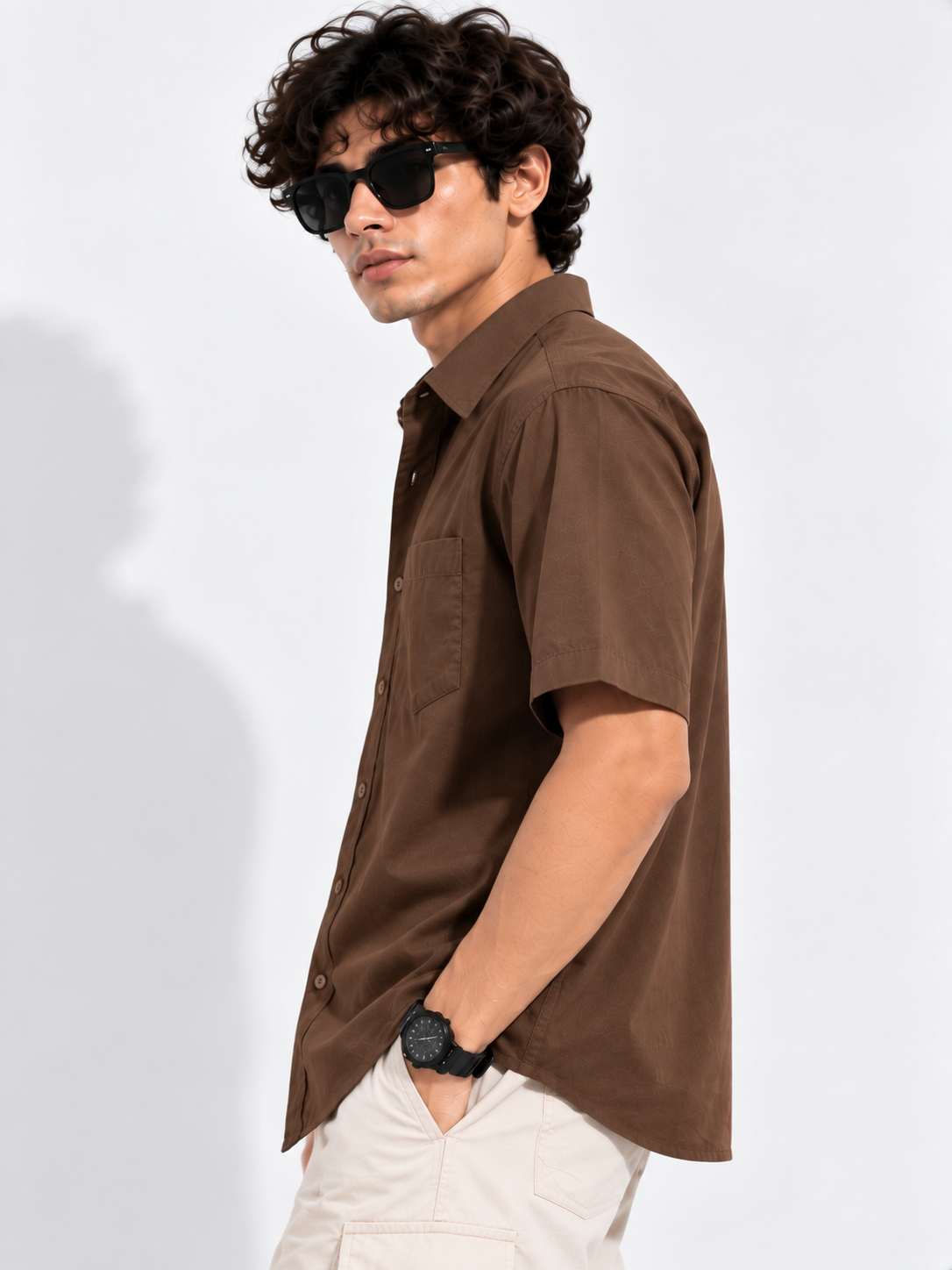Plain Comfort Fit Cotton Shirt for Men