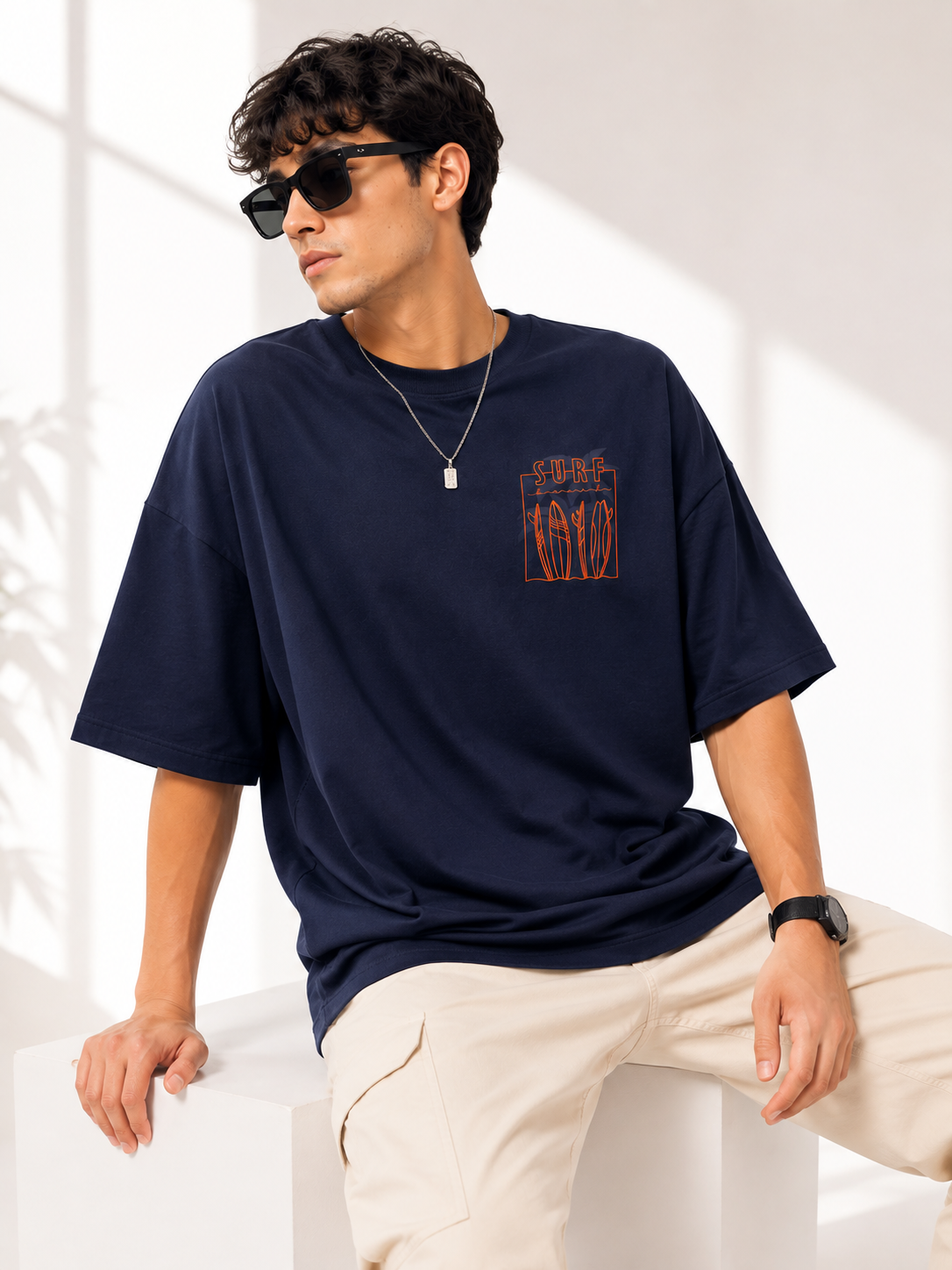 Men Back Graphic Printed Oversized Cotton T-Shirt
