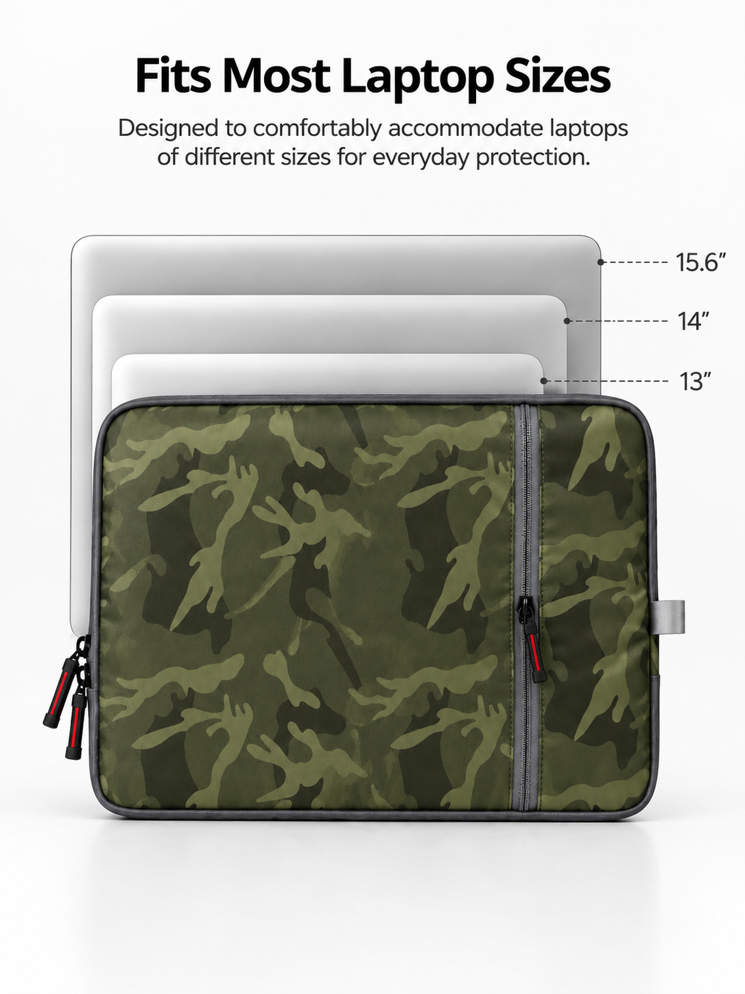 Camouflage Printed Padded Laptop Sleeve | Water Resistant & Anti-Scratch Protective Laptop Case for 13–15.6 Inch Laptops
