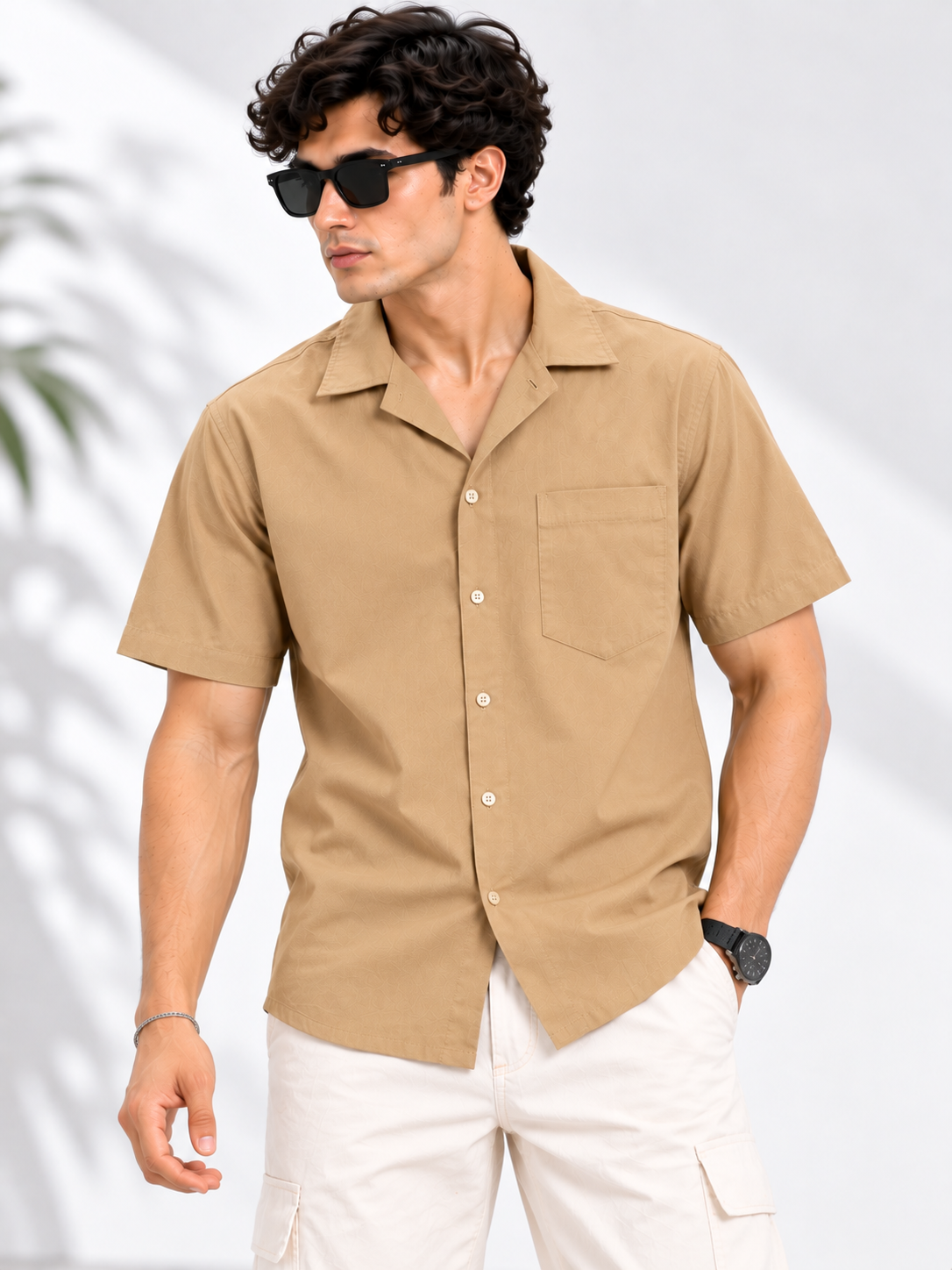 Plain Comfort Fit Cotton Shirt for Men