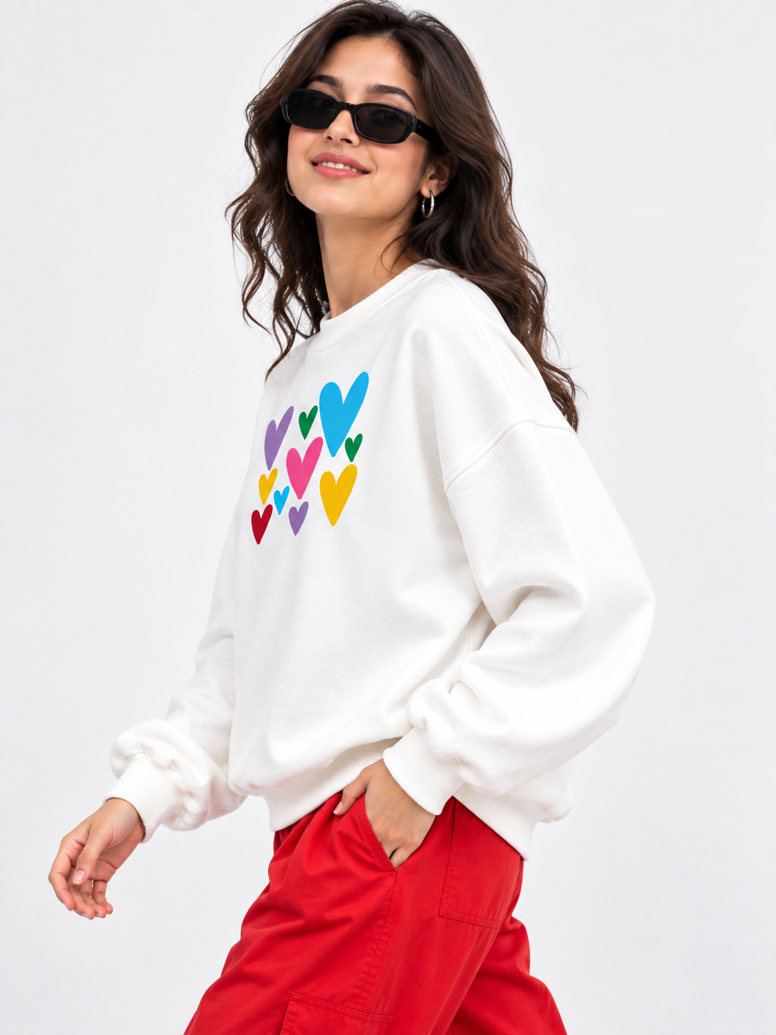 Women White Printed Sweatshirt