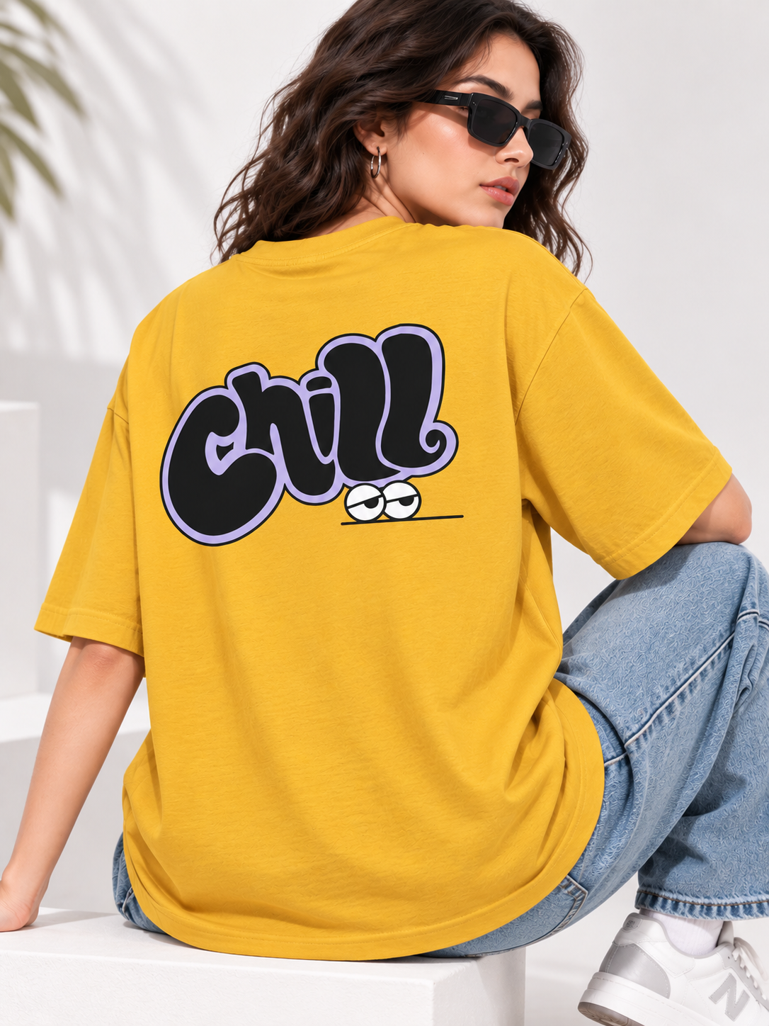 Women Mustard Printed Relaxed fit Cotton T-Shirt