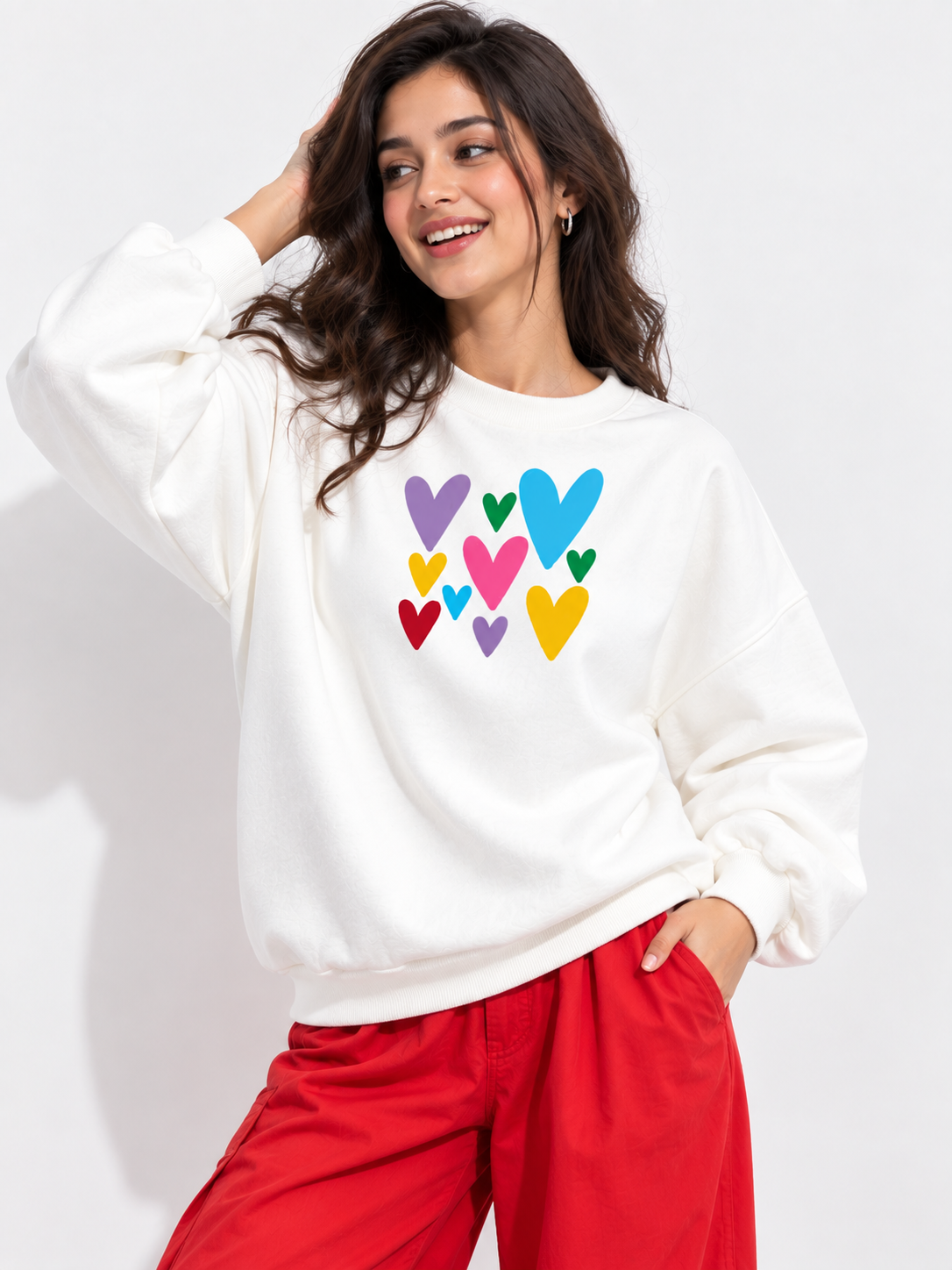 Women White Printed Sweatshirt
