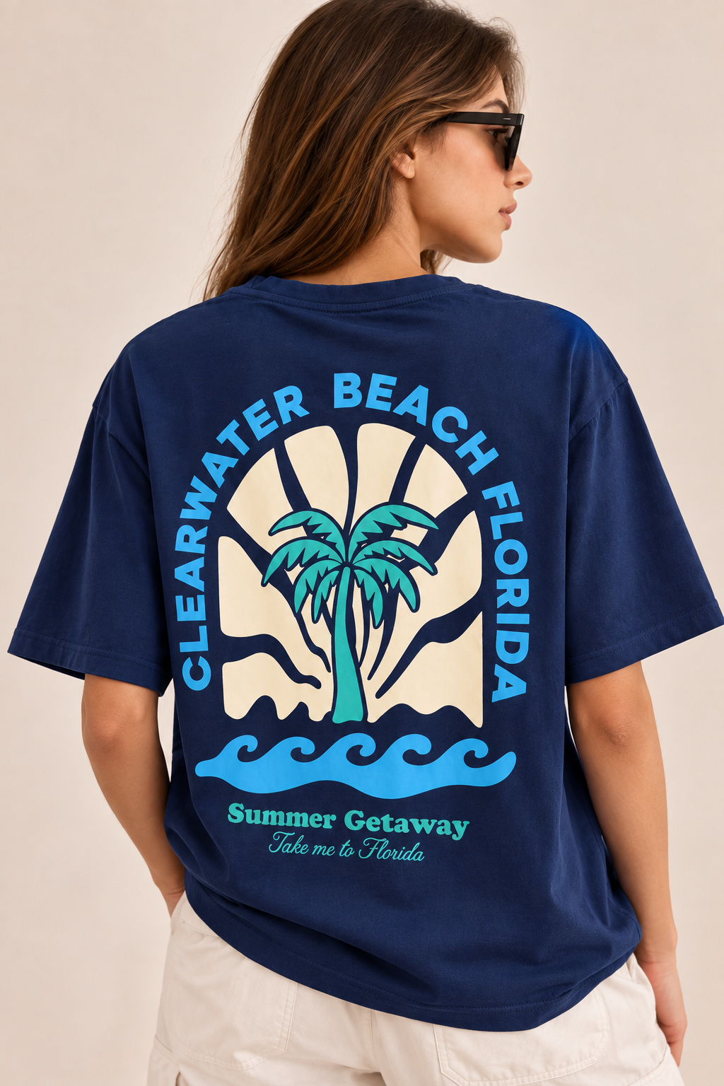 Women Navy Blue Printed Relaxed fit Cotton T-Shirt
