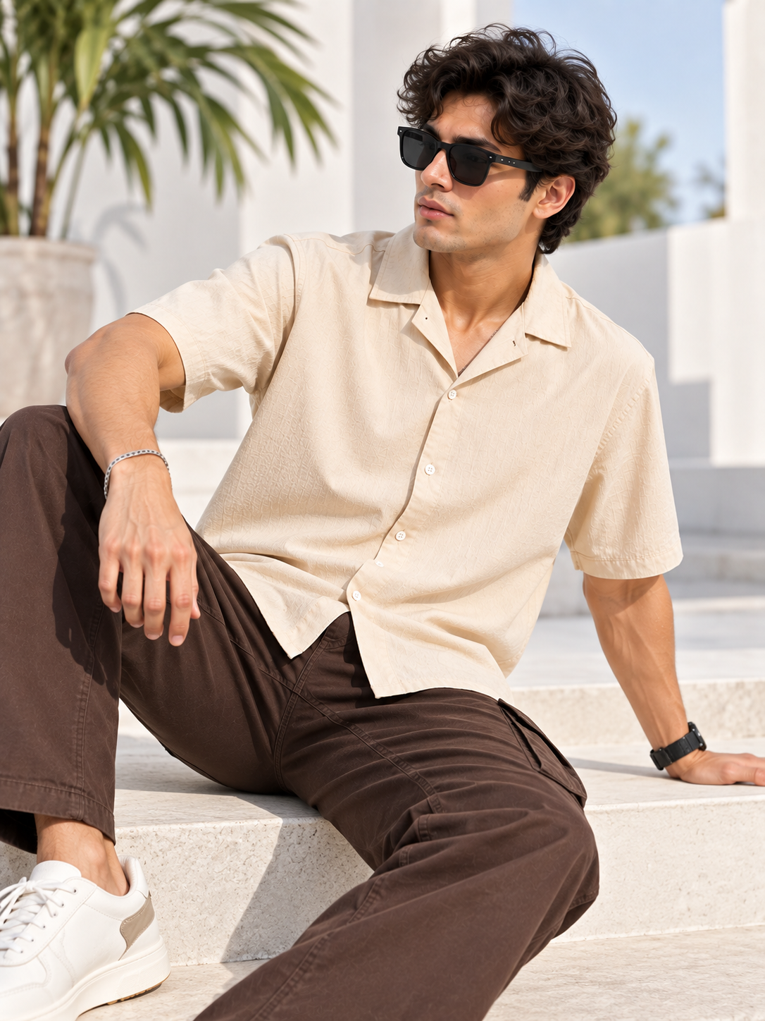 Plain Comfort Fit Cotton Shirt for Men