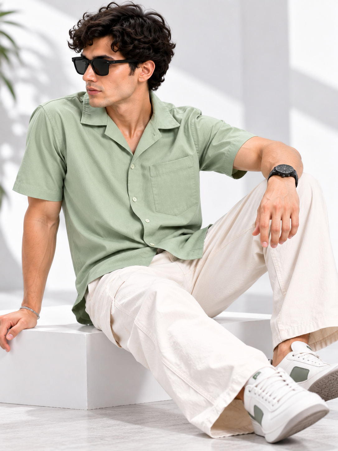 Plain Comfort Fit Cotton Shirt for Men