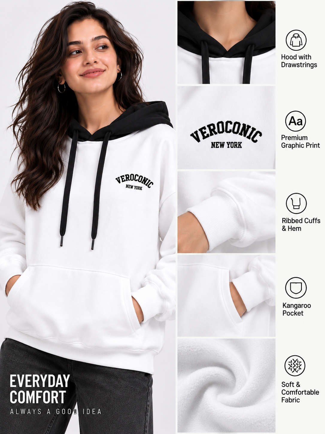 Women Hooded Neck Printed Sweatshirt