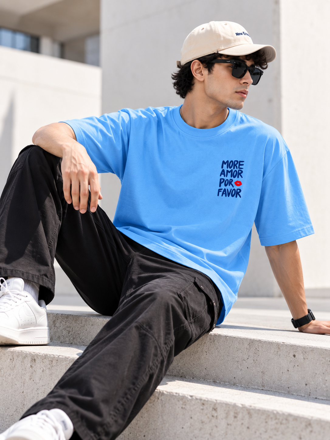 Men Typography Printed Oversized Cotton T-Shirt
