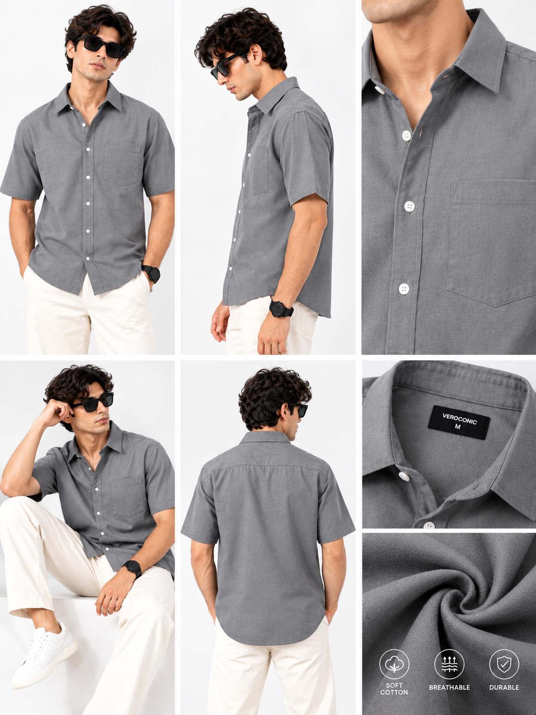 Plain Comfort Fit Cotton Shirt for Men