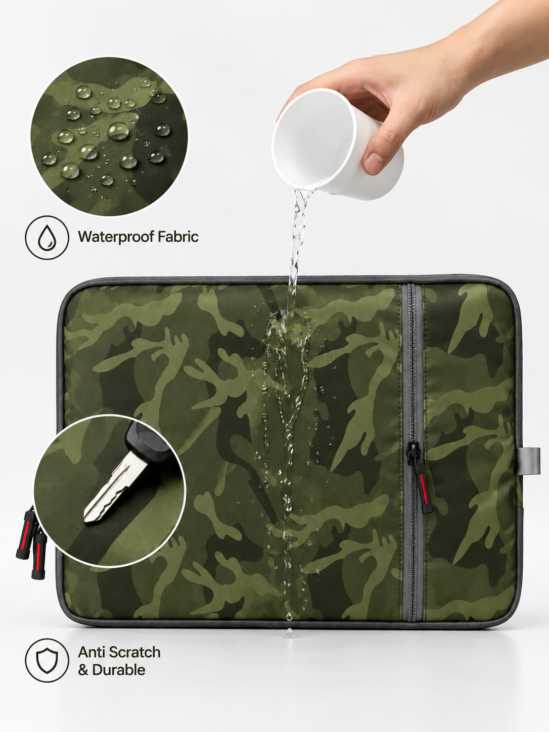Camouflage Printed Padded Laptop Sleeve | Water Resistant & Anti-Scratch Protective Laptop Case for 13–15.6 Inch Laptops