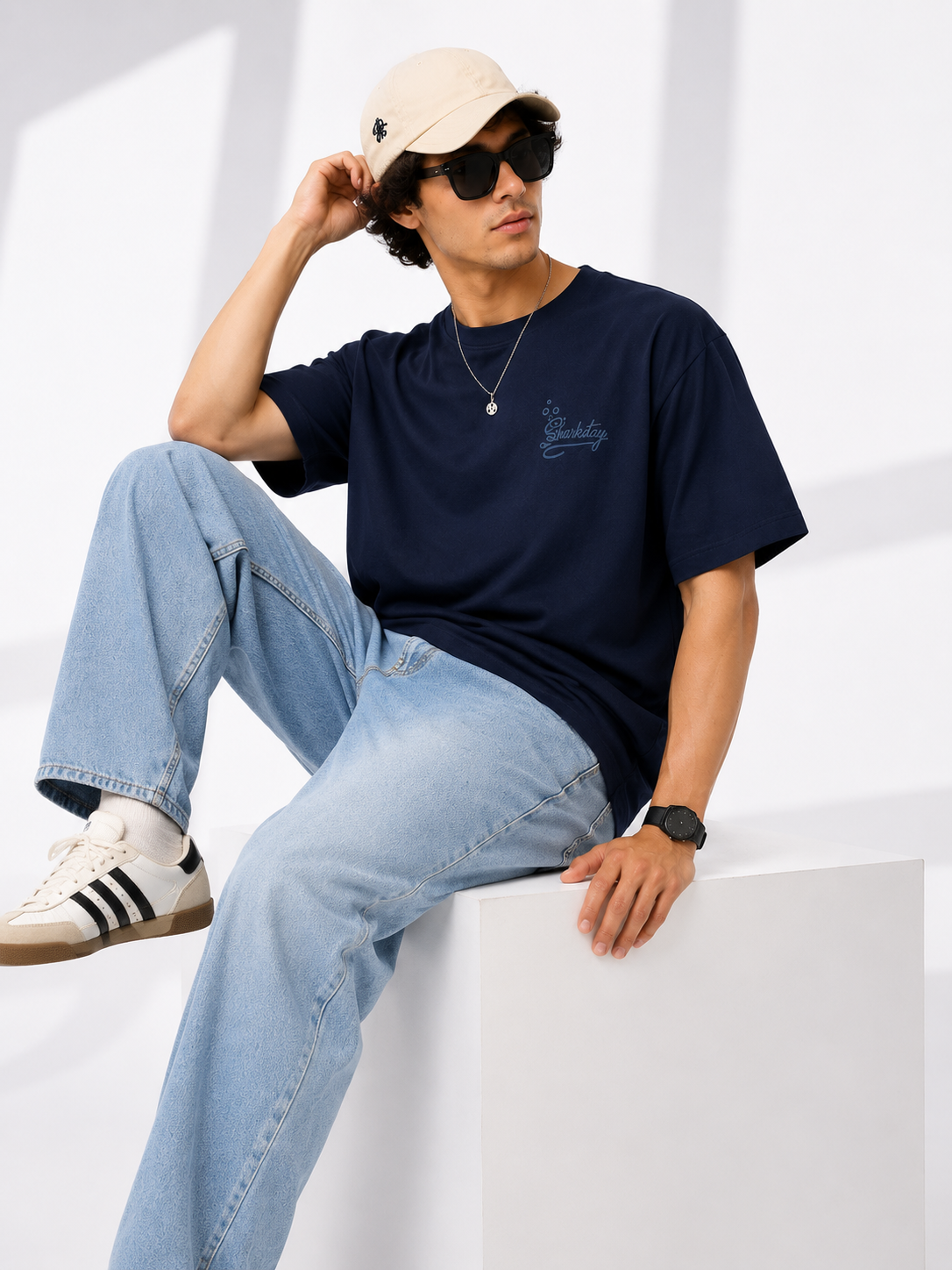 Men Back Graphic Printed Oversized Cotton T-Shirt