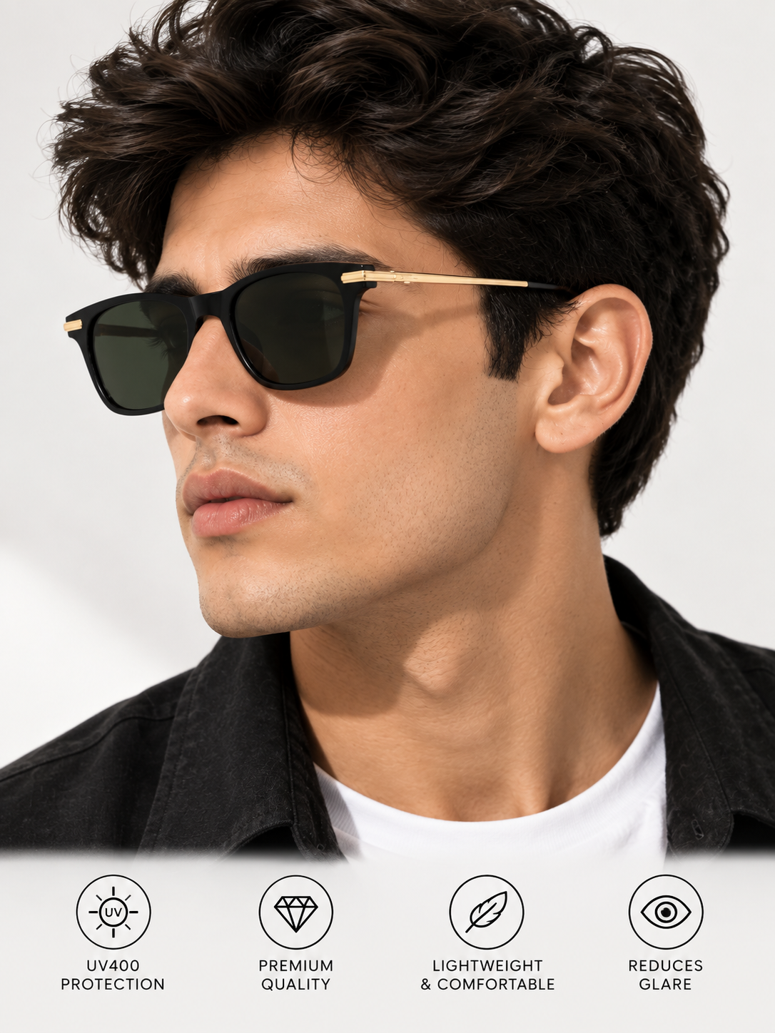 Gold Toned Metal Frame Sunglasses for Women & Men