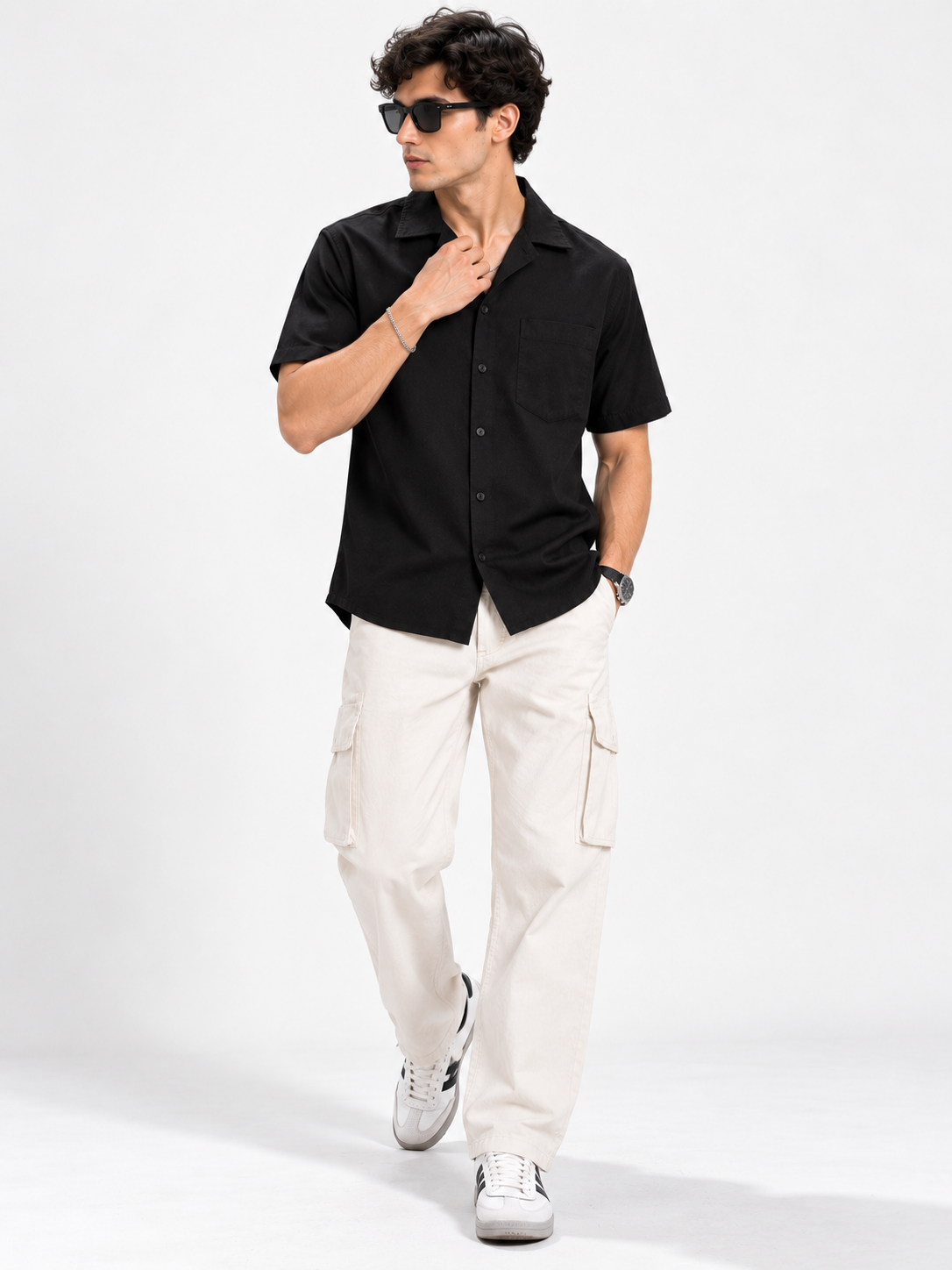 Plain Comfort Fit Cotton Shirt for Men