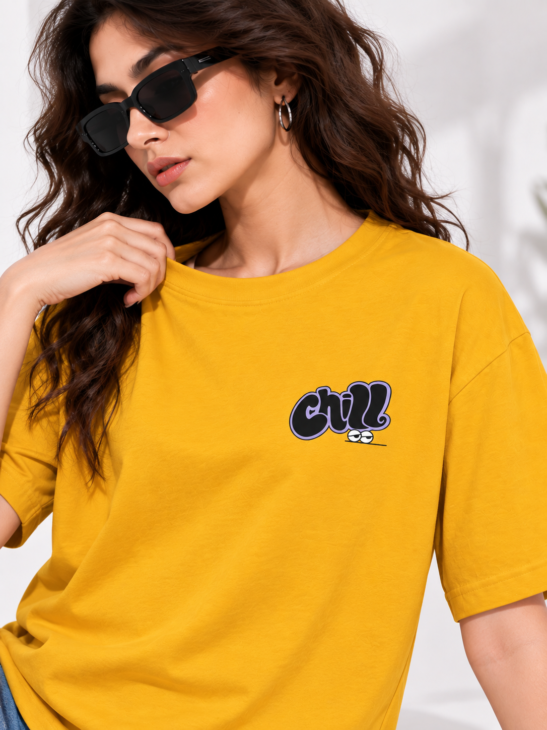 Women Mustard Printed Relaxed fit Cotton T-Shirt