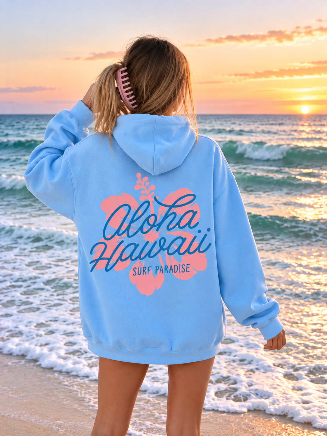 Women Back Printed Hooded Sweatshirt