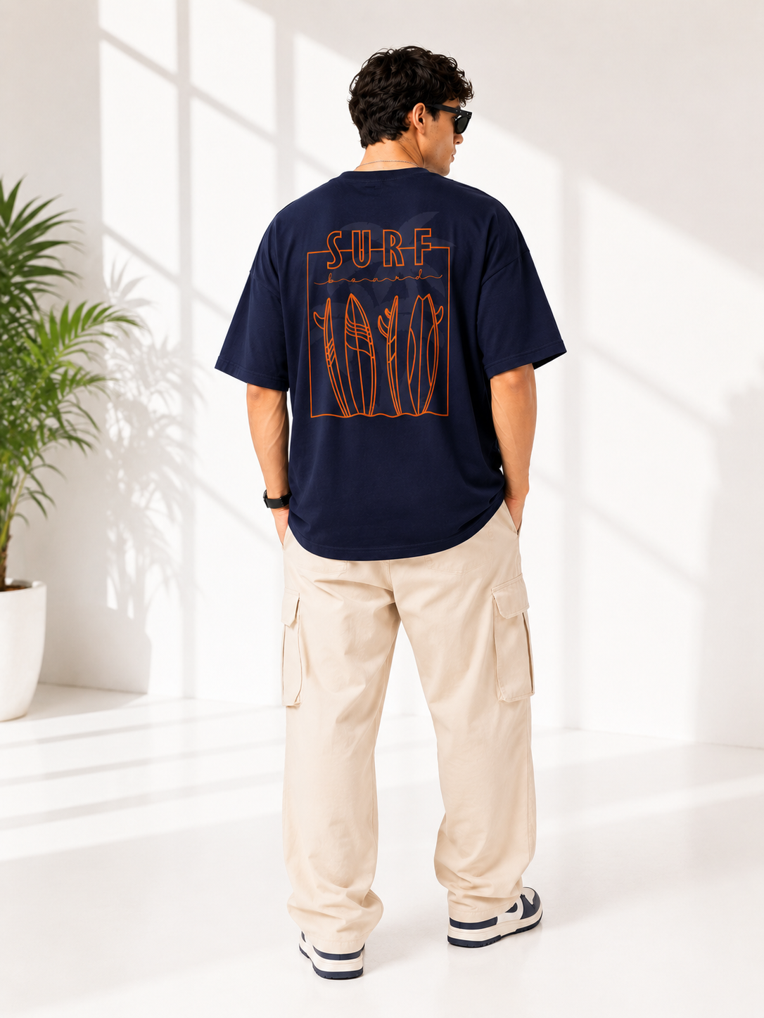Men Back Graphic Printed Oversized Cotton T-Shirt