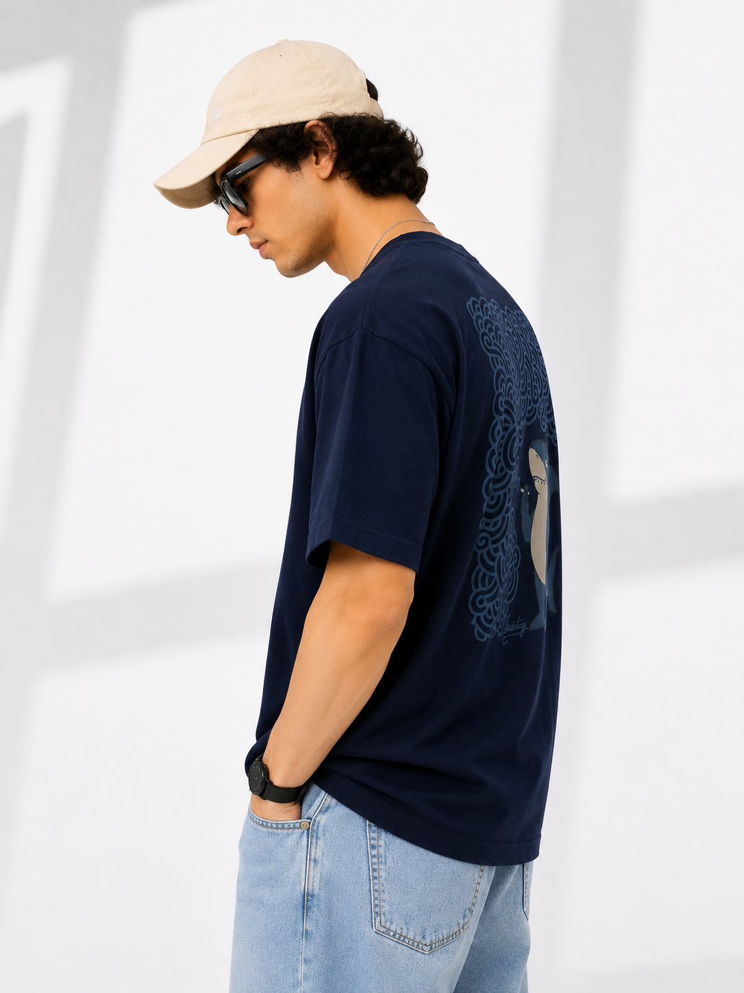 Men Back Graphic Printed Oversized Cotton T-Shirt