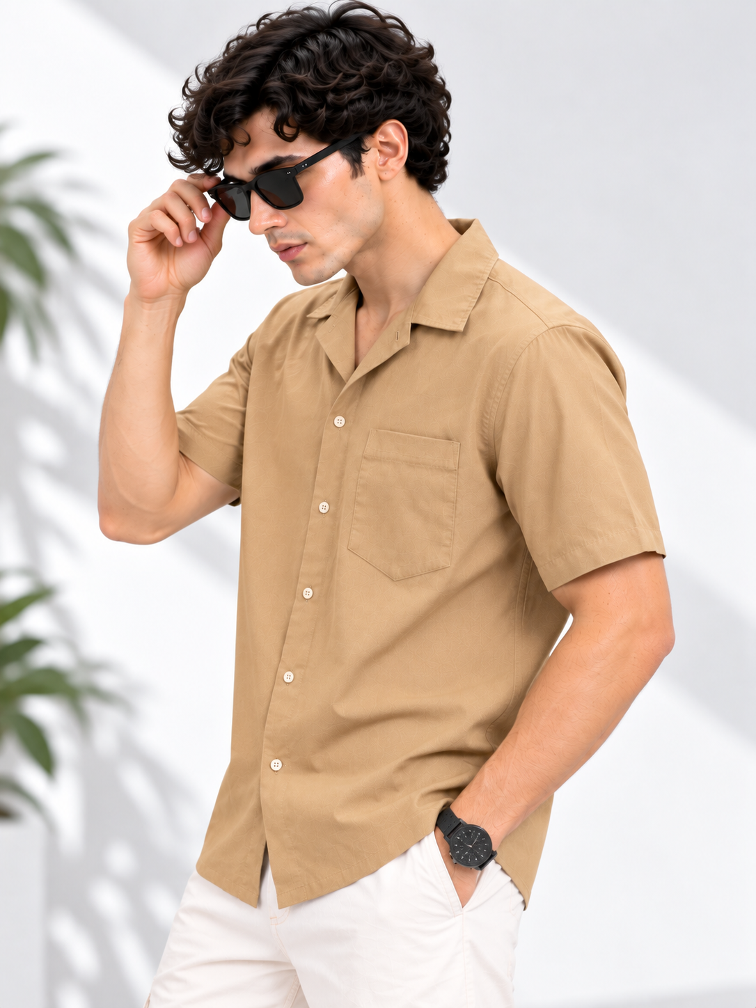 Plain Comfort Fit Cotton Shirt for Men