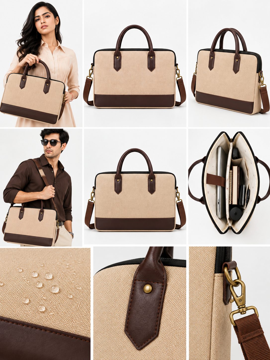 Laptop Messenger Bag | Padded Laptop Briefcase with Detachable Shoulder Strap & Carry Handles