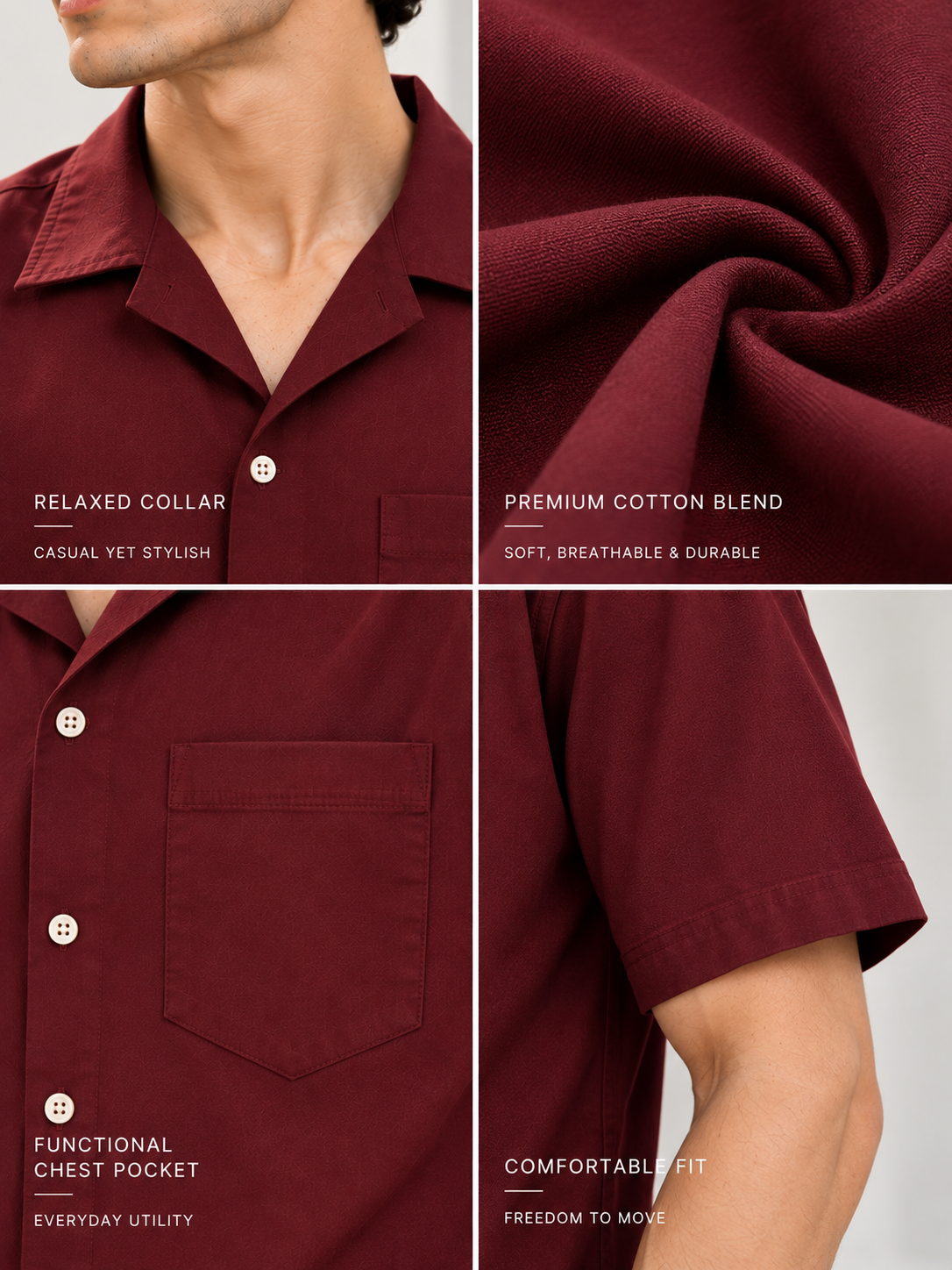 Plain Comfort Fit Cotton Shirt for Men