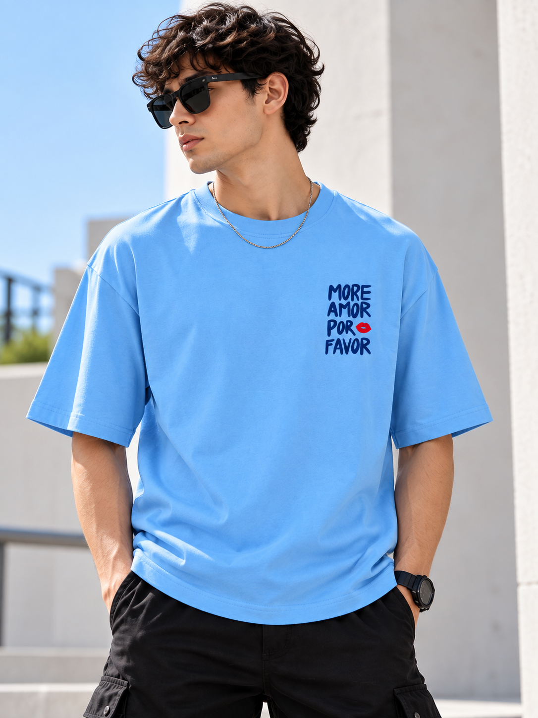 Men Typography Printed Oversized Cotton T-Shirt