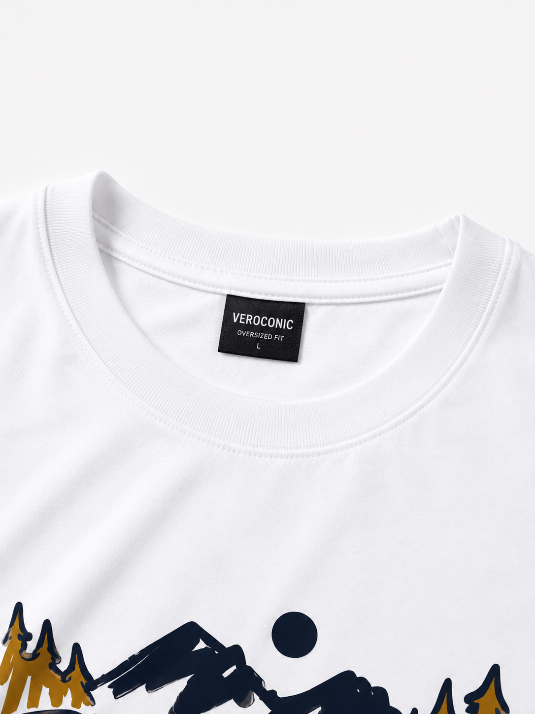 White Typography Printed Oversized Cotton T-Shirt