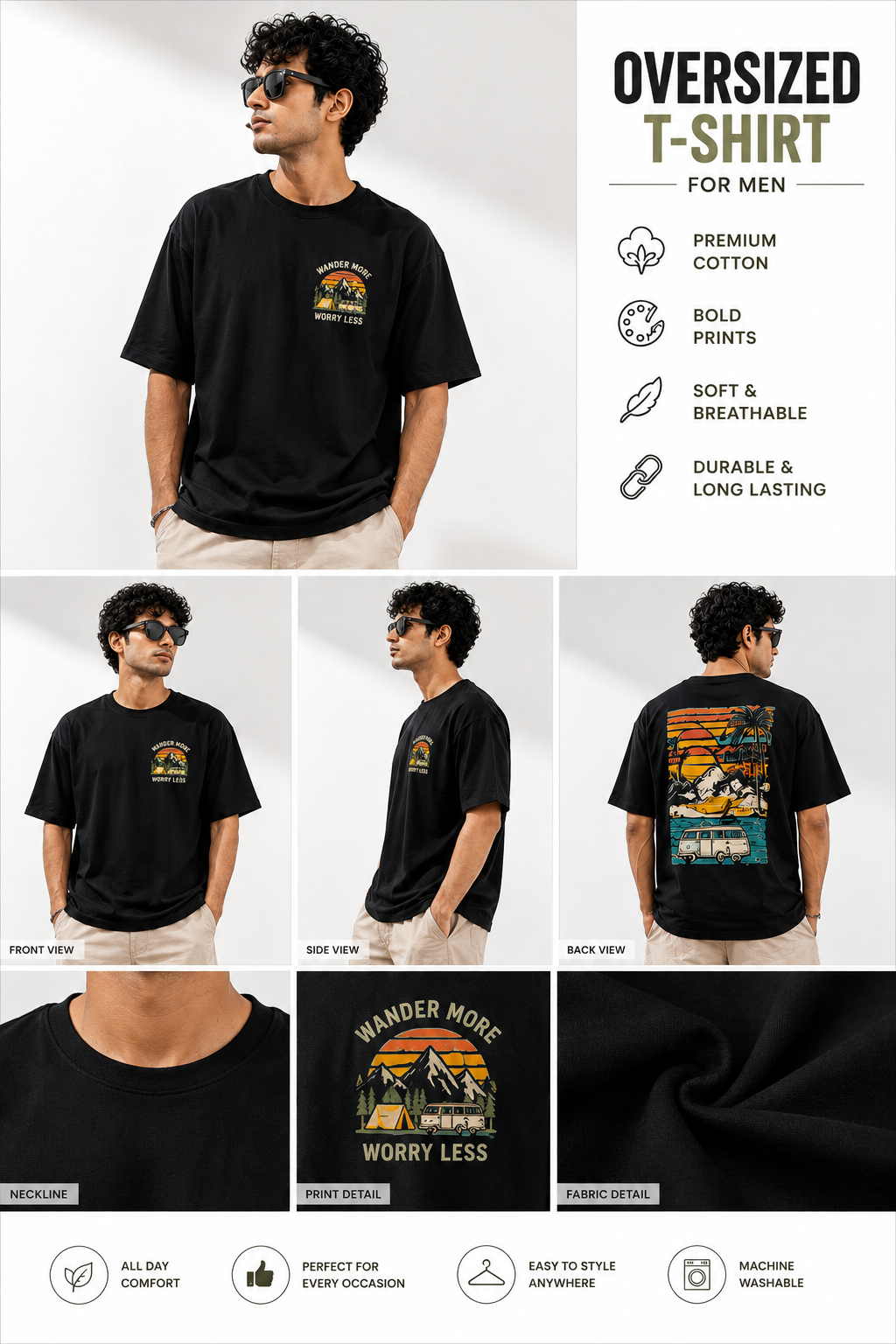 Men Back Graphic Printed Oversized Cotton T-Shirt