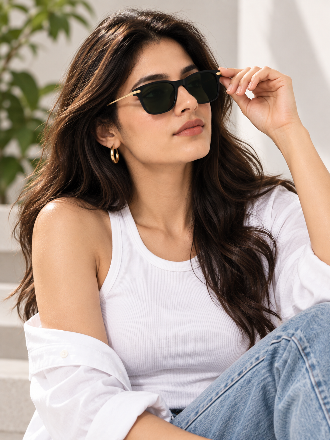 Gold Toned Metal Frame Sunglasses for Women & Men