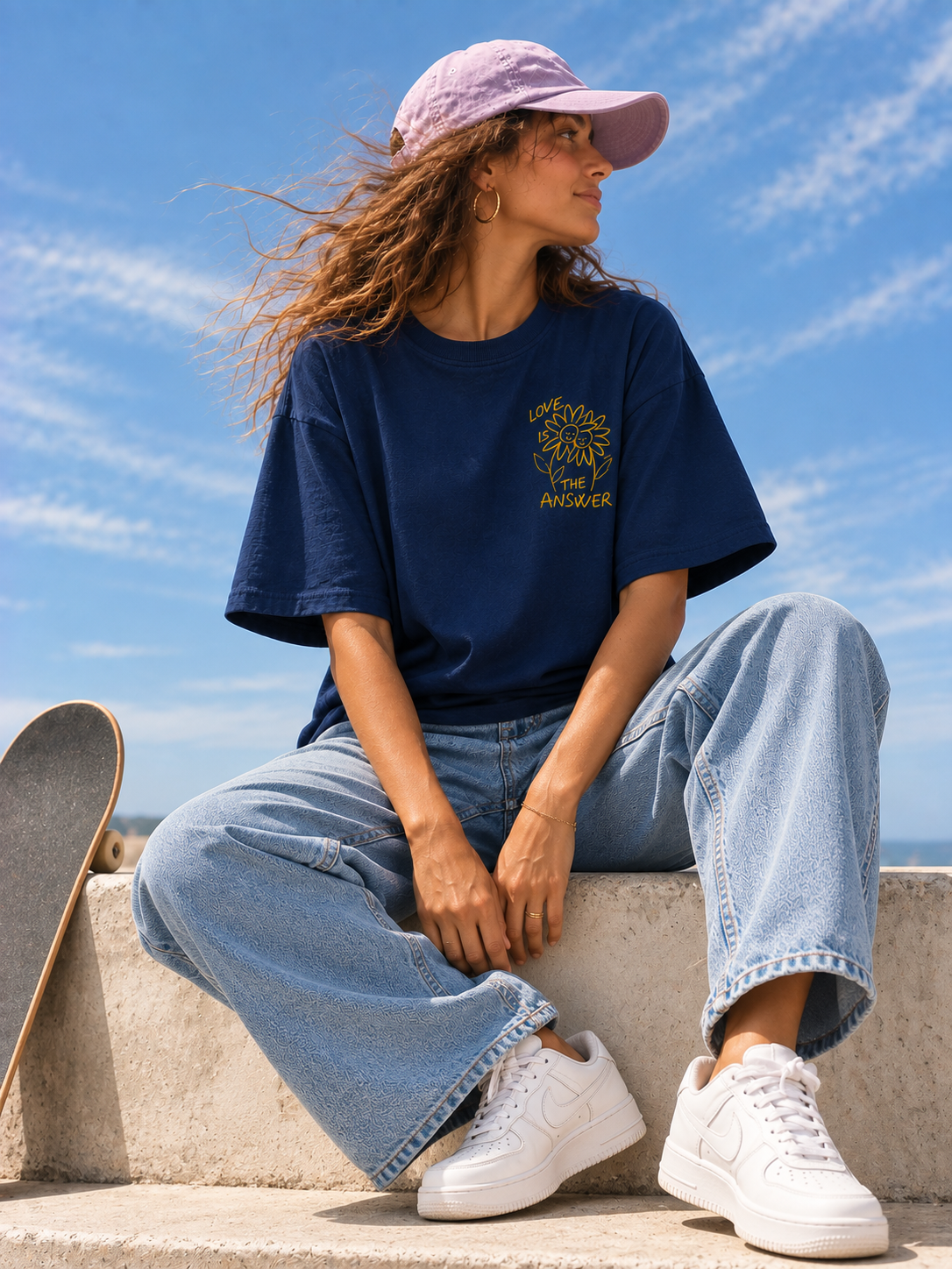 Women Navy Blue Printed Relaxed fit Cotton T-Shirt