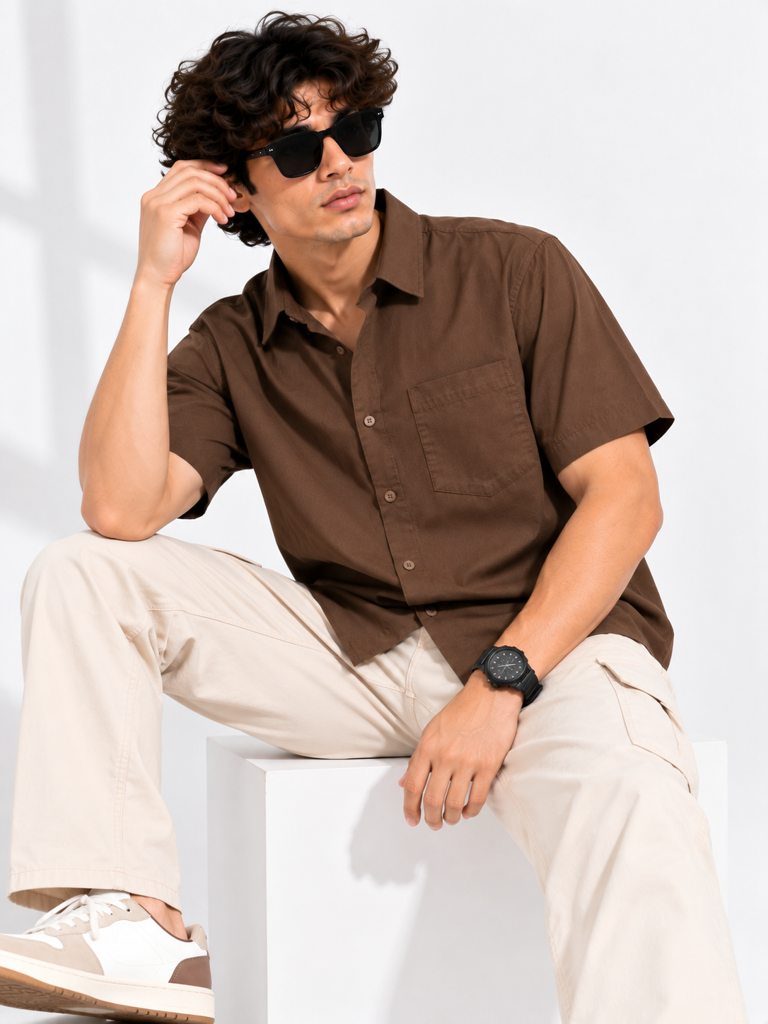 Plain Comfort Fit Cotton Shirt for Men