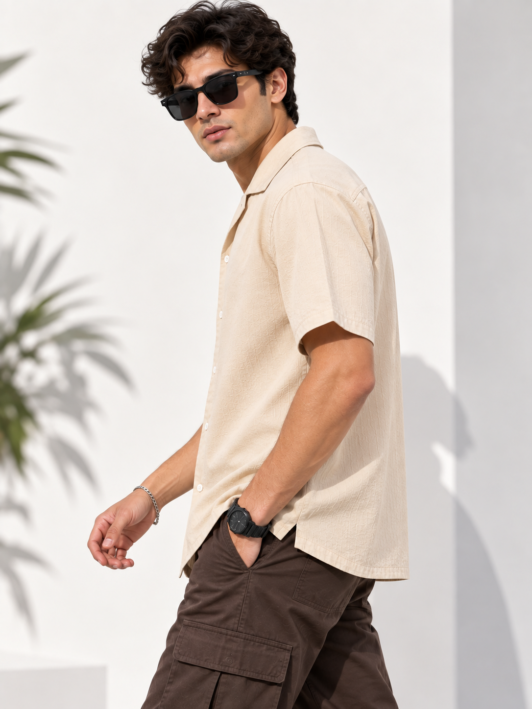 Plain Comfort Fit Cotton Shirt for Men