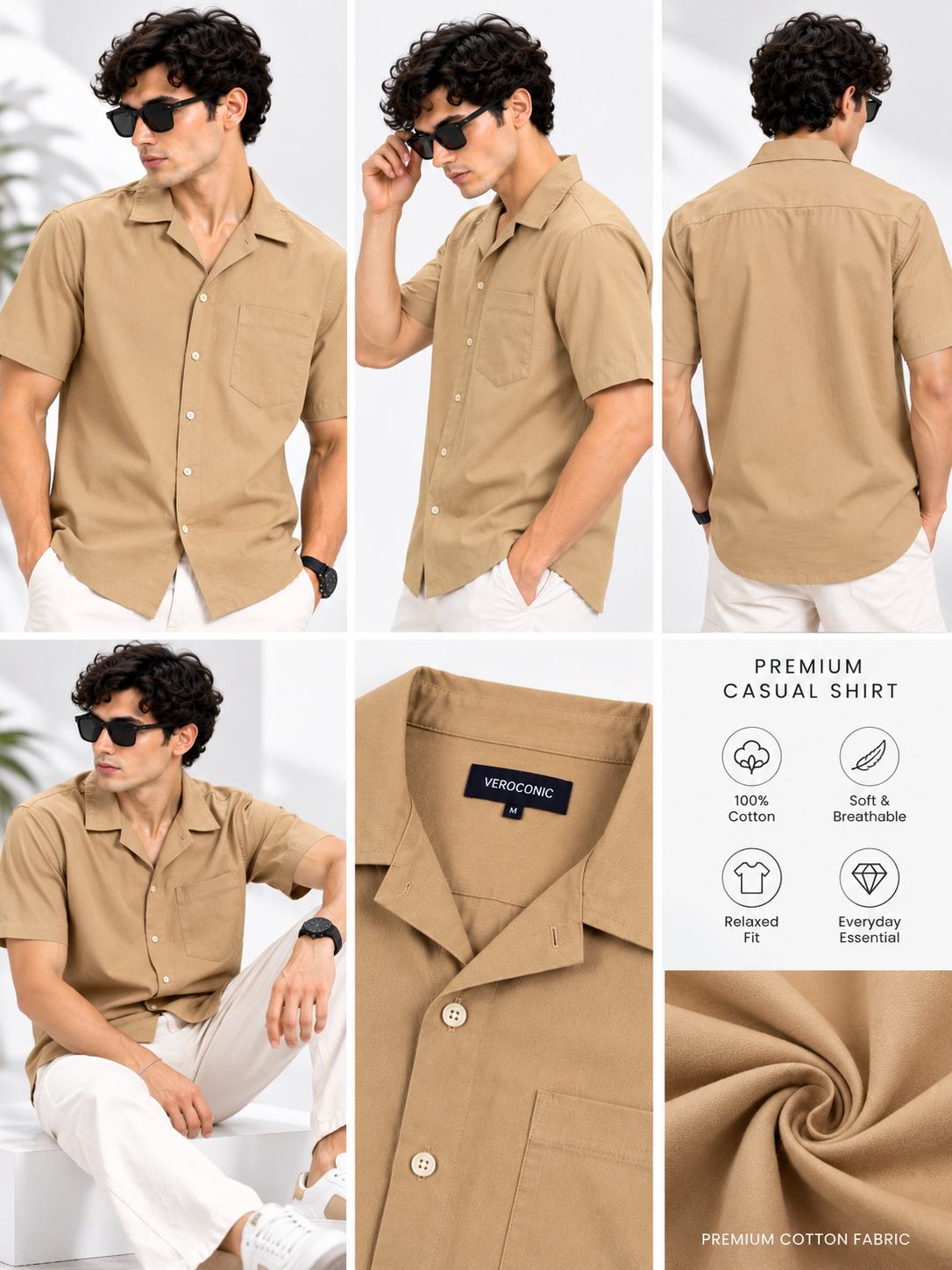 Plain Comfort Fit Cotton Shirt for Men