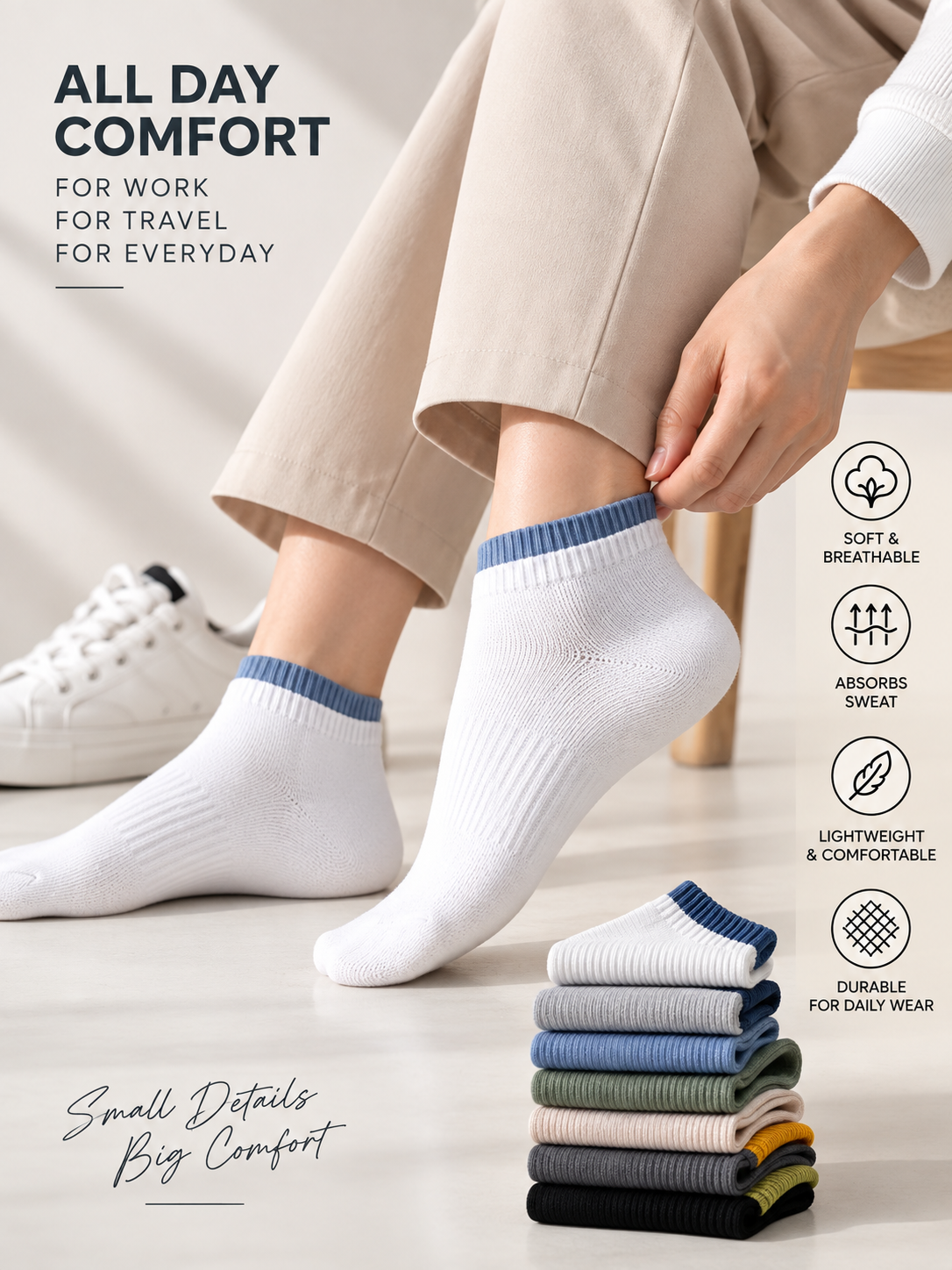 Unisex Pack of 7 Multicoloured Ankle-Length Casual Socks