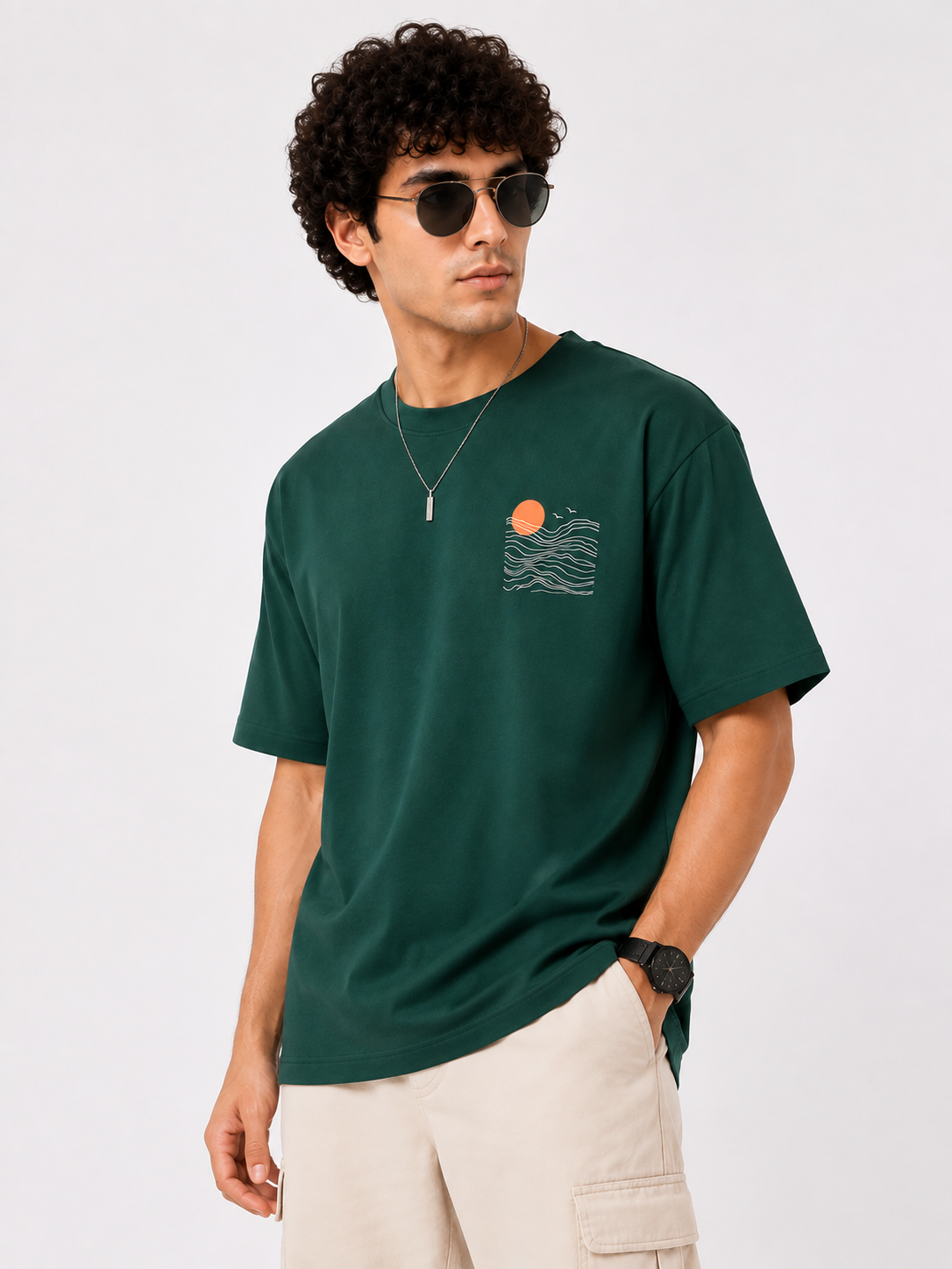 Men Graphic Printed Oversized Cotton T-Shirt