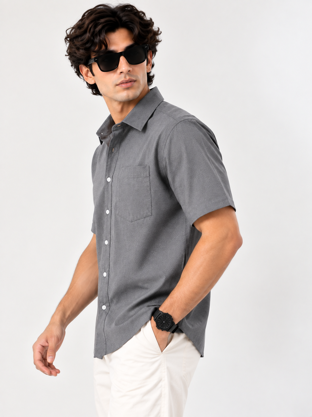 Plain Comfort Fit Cotton Shirt for Men