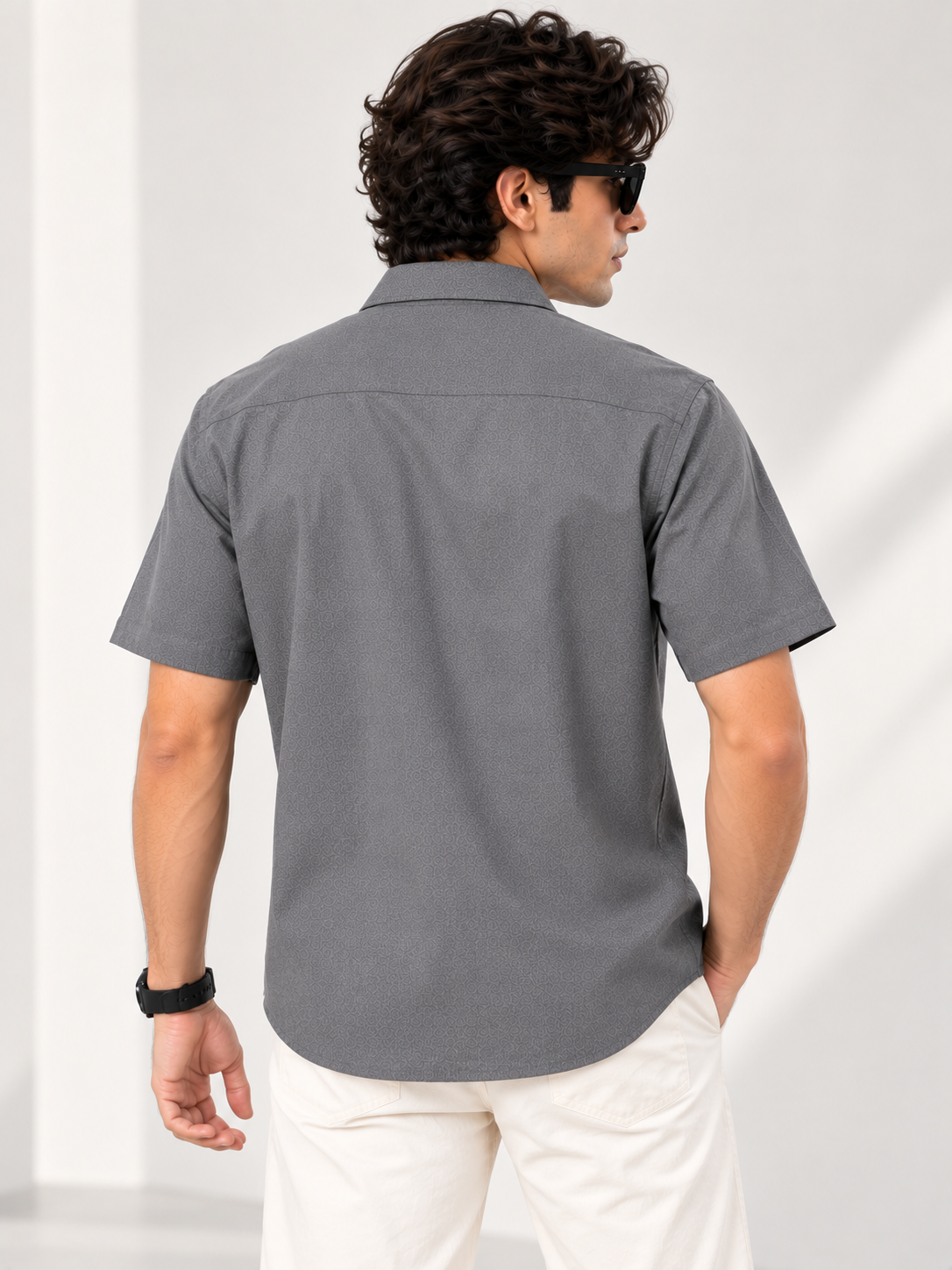 Plain Comfort Fit Cotton Shirt for Men