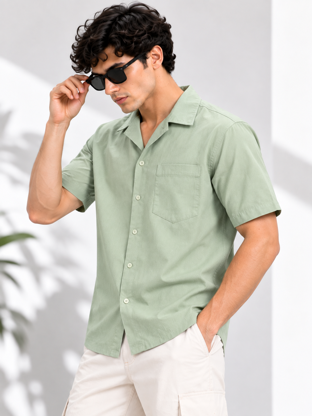 Plain Comfort Fit Cotton Shirt for Men
