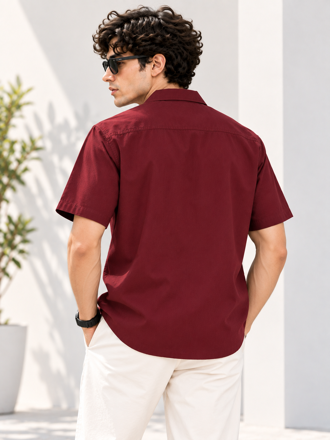 Plain Comfort Fit Cotton Shirt for Men