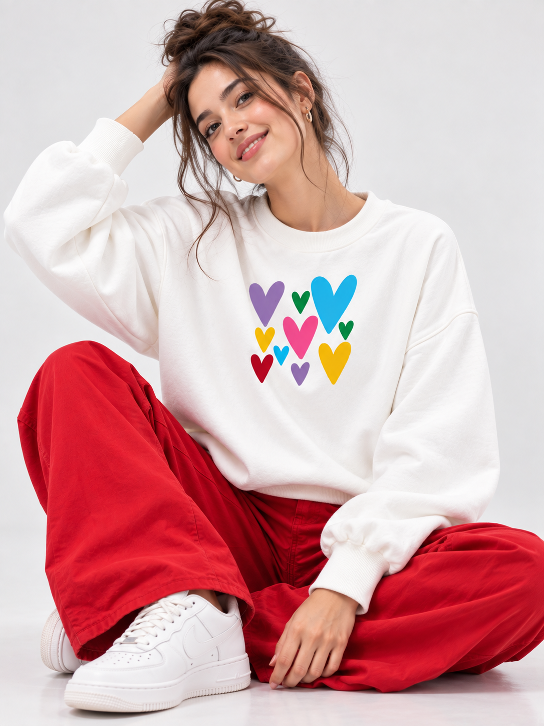 Women White Printed Sweatshirt